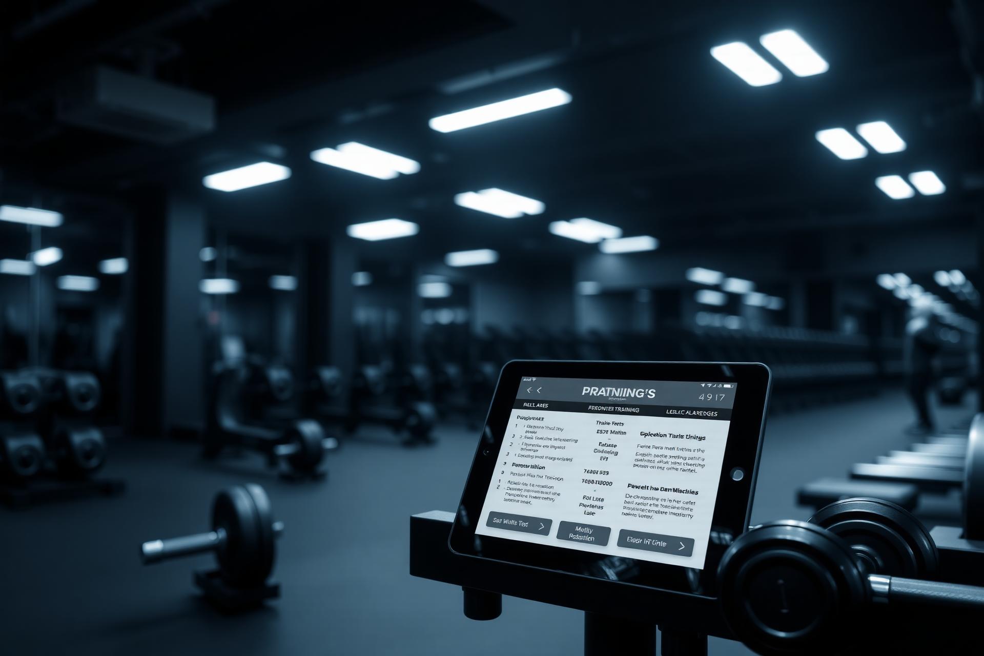 Persoonlijk trainingsschema op tablet in gym