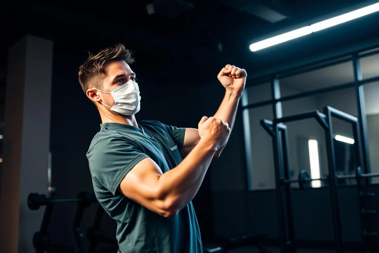 Volwassen klant traint persoonlijk in de privéstudio van Nevlo Coaching in Venlo